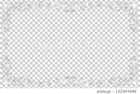 新藝術風格的正式裝飾畫框。手繪。橫幅。 132943946