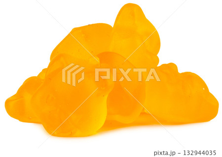 Pile of Colorful Gummy bear Candies Isolated on White Background 132944035