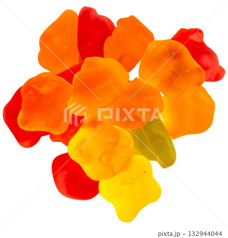 Pile of Colorful Gummy bear Candies Isolated on White Background Pile of Colorful Gummy bear Candies Isolated on White Background 132944044