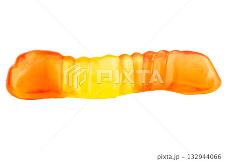 Pile of Colorful Gummy Worms Candies Isolated on White Background 132944066