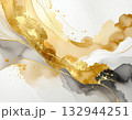 金箔とグレーが織りなす上品でモダンな和紙風背景　高級感・洗練・和モダンデザインに 132944251