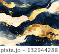 金箔と濃紺が織りなす高級感ある和紙風抽象背景　和モダン・伝統美・上品デザインに 132944288