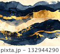金箔と濃紺が織りなす高級感ある和紙風抽象背景　和モダン・伝統美・上品デザインに 132944290