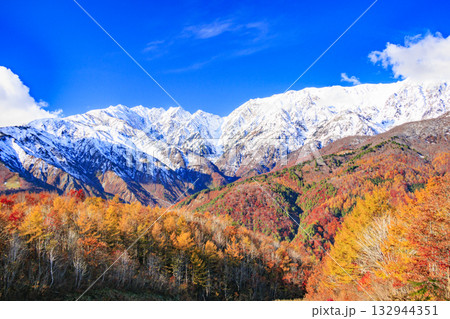 秋の岩岳マウンテンリゾートからの三段紅葉 132944351