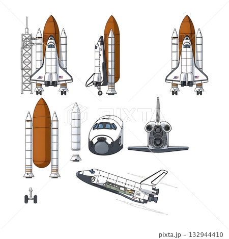 Set of spaceship character. illustration design. 132944410