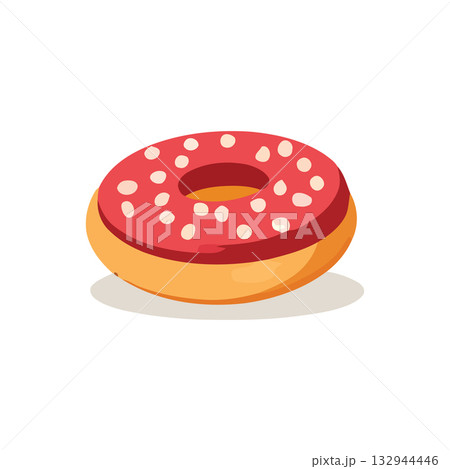 Sweet pink donut with colorful sugar sprinkles 132944446