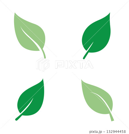 Minimalist vector illustration of four stylized leaves in green v2 132944458