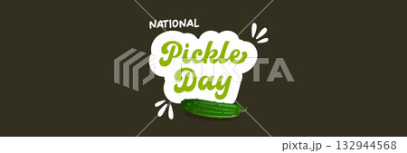 National Pickle day horizontal banner design template with text and pickled cucumbers isolated on grey geometric pattern background. Pickle day flyer. 14 november national day of pickled cucumber National Pickle day horizontal banner design template with text and pickled cucumbers isolated on grey geometric pattern background. Pickle day flyer. 14 november national day of pickled cucumber 132944568