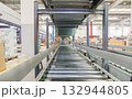 packing line in a logistics warehouse. conveyor belt in a modern production line 132944805