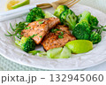 Herbed Salmon & Broccoli Plate. 132945060