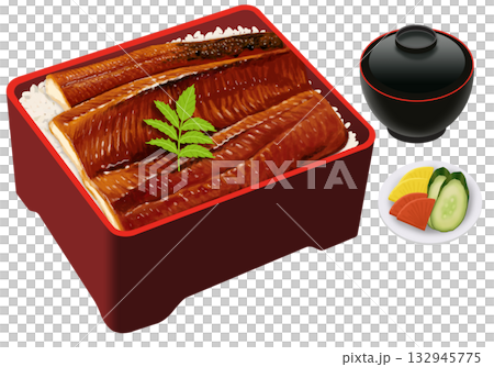 烤鰻魚的逼真插圖 烤鰻魚的逼真插圖 132945775