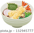 リアルなえびの天ぷらうどんのイラスト 132945777