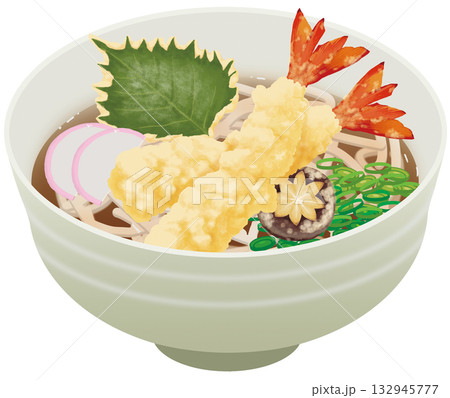 リアルなえびの天ぷらうどんのイラスト リアルなえびの天ぷらうどんのイラスト 132945777