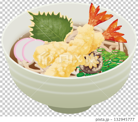 リアルなえびの天ぷらうどんのイラスト リアルなえびの天ぷらうどんのイラスト 132945777