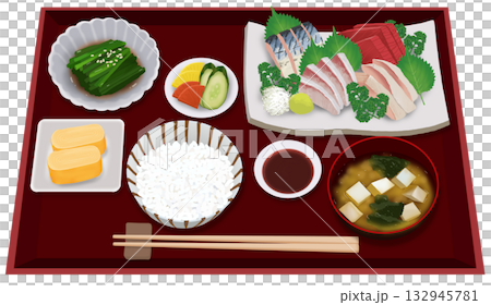 Realistic sashimi set meal illustration Realistic sashimi set meal illustration 132945781