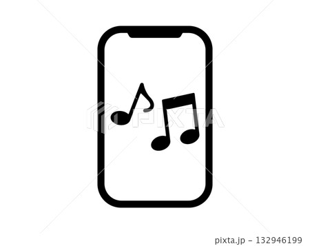 スマホと音楽アプリのアイコン モノトーン スマホと音楽アプリのアイコン モノトーン 132946199