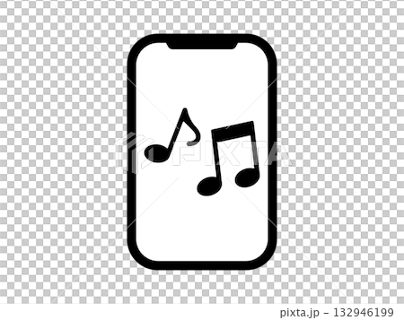 スマホと音楽アプリのアイコン モノトーン スマホと音楽アプリのアイコン モノトーン 132946199