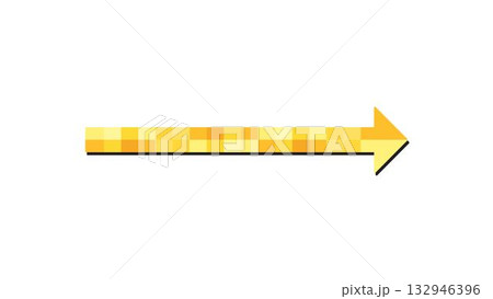 Yellow Orange Right Pointing Graphic with 3D Shadow on White Background 132946396