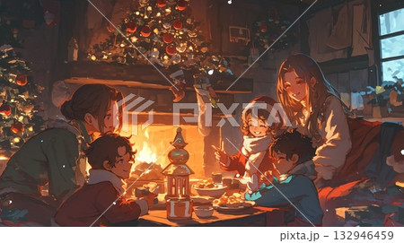 クリスマスツリーとプレゼント クリスマスツリーとプレゼント 132946459