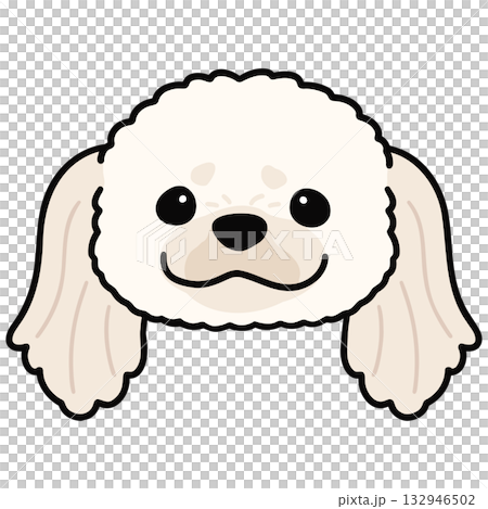 シンプルで可愛い白いペキニーズの顔のイラスト 主線あり シンプルで可愛い白いペキニーズの顔のイラスト 主線あり 132946502