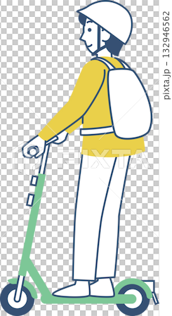 電動キックボードに乗る男性 電動キックボードに乗る男性 132946562