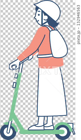 Woman riding an electric kickboard 132946563