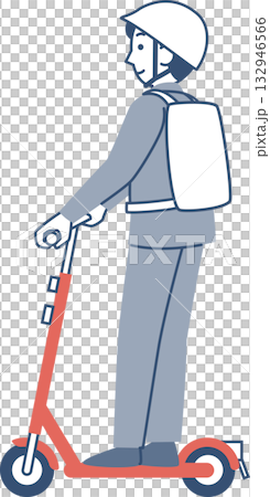 電動キックボードに乗る男性 電動キックボードに乗る男性 132946566
