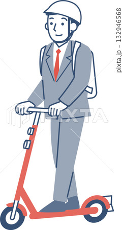 電動キックボードに乗る男性 電動キックボードに乗る男性 132946568
