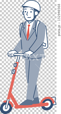 電動キックボードに乗る男性 電動キックボードに乗る男性 132946568
