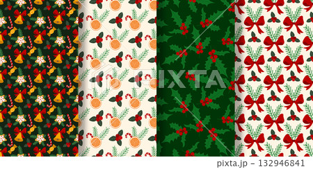 Winter Christmas set of seamless patterns 132946841