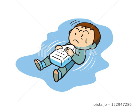 ペットボトルで背浮きする男の子 ペットボトルで背浮きする男の子 132947286