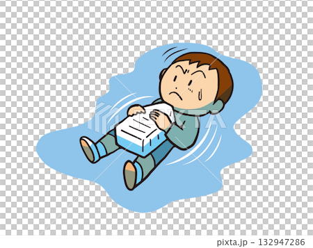 ペットボトルで背浮きする男の子 ペットボトルで背浮きする男の子 132947286