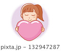 大きなハートを抱く女性（人権イメージ） 132947287