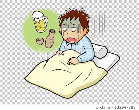 二日酔いで苦しむ男性 132947288