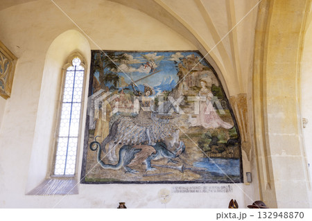 Svihov castle chapel mural depicting Saint George and dragon Svihov castle chapel mural depicting Saint George and dragon 132948870