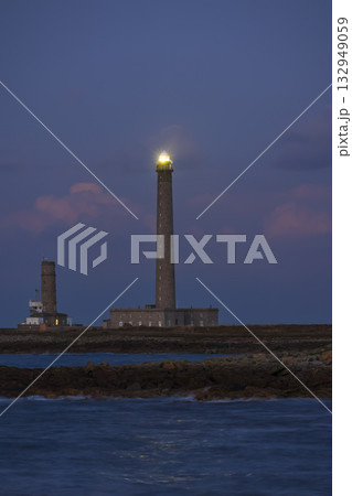 Gatteville lighthouse lighting up the Normandy coast at dusk Gatteville lighthouse lighting up the Normandy coast at dusk 132949059