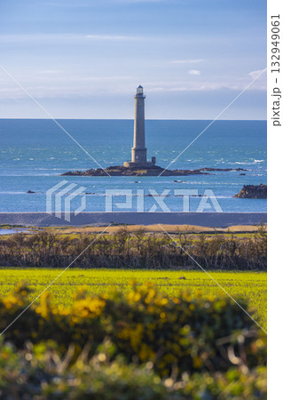 Phare de Gatteville lighthouse standing tall in La Hague, Normandy Phare de Gatteville lighthouse standing tall in La Hague, Normandy 132949061