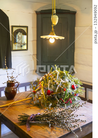 Decorating a traditional Czech Easter celebration with handmade ornaments Decorating a traditional Czech Easter celebration with handmade ornaments 132949092