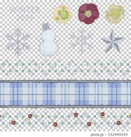 適合冬季的可愛刺繡布料 132949143