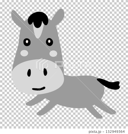 可愛的黑白馬插圖 132949364