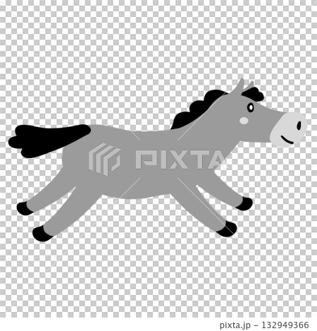 奔馬的黑白插圖 132949366