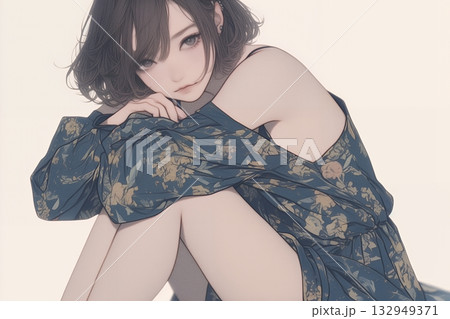 若い女性のポートレート 132949371