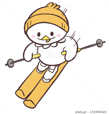 スキーする白い鳥のイラスト 132949420