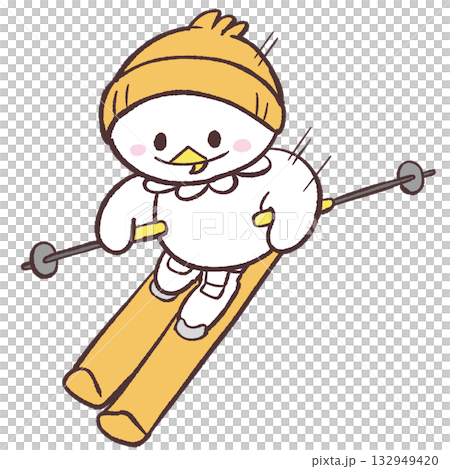 スキーする白い鳥のイラスト 132949420