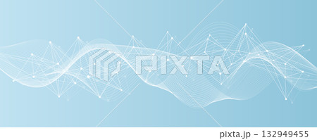 Abstract tech network connection dots. Digital background and big data technology. Blue background with plexus lines. Geometric background with abstract mesh 132949455