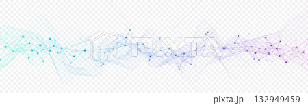 Abstract tech network connection dots. Digital background and big data technology. Blue background with plexus lines. Geometric background with abstract mesh 132949459