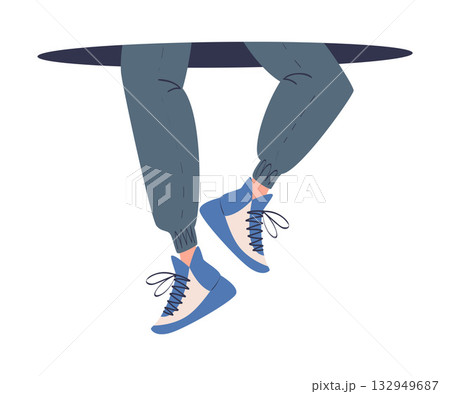 Man Character Jumping Through Portal Enter Hole Vector Illustration 132949687