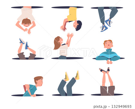 People Character Jumping Through Portal Enter Hole Vector Set People Character Jumping Through Portal Enter Hole Vector Set 132949693