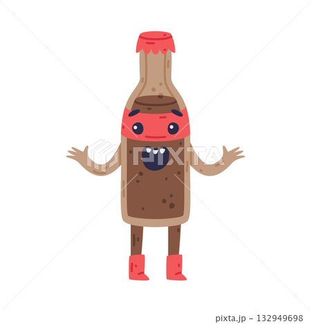Funny Coke Bottle Character with Smiling Face Vector Illustration Funny Coke Bottle Character with Smiling Face Vector Illustration 132949698