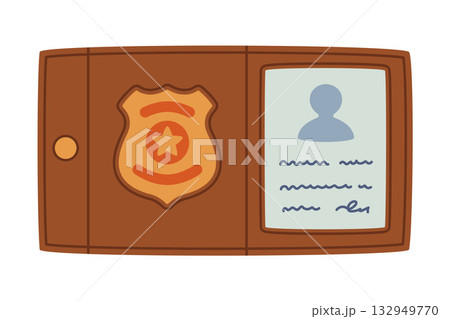 Badge or Id Card as Police Equipment and Professional Policeman Object Vector Illustration 132949770